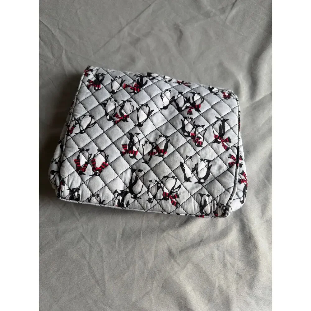 Vera Bradley Brush & Cosmetic Case Playful Penguins Gray NWT